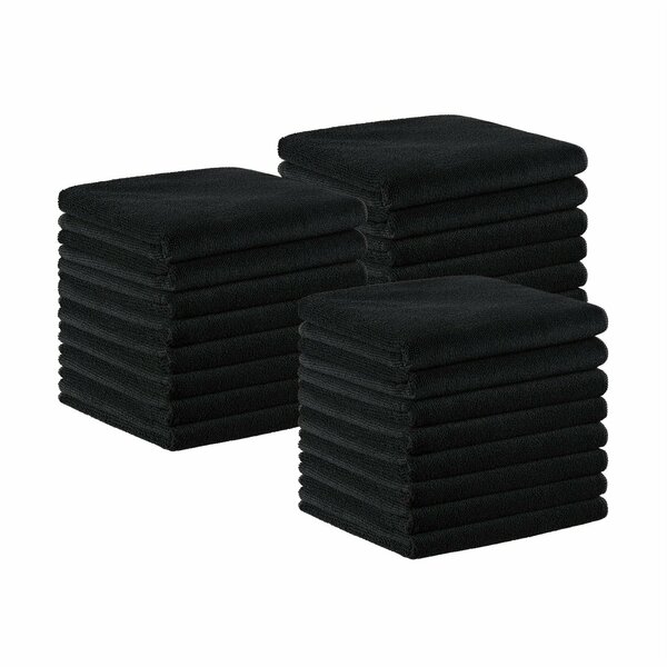 Monarch Brands Terry Microfiber Bleach Salon Towels, Black, 192PK M915109BK-CS